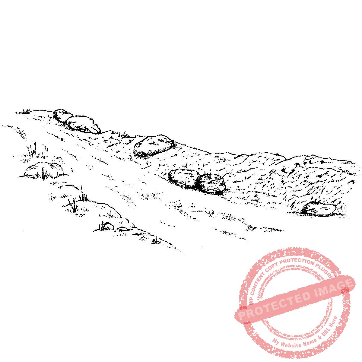 Path Landscape Stamp with Right Bank T12-279F