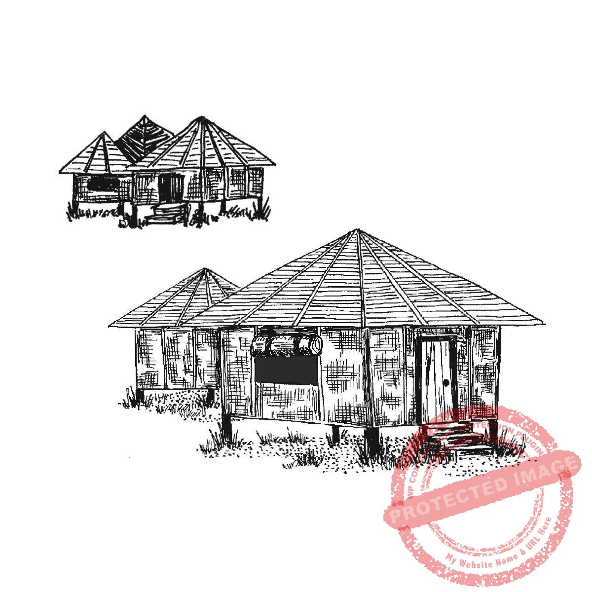 Tropical Hut Set (2), M22-458 H