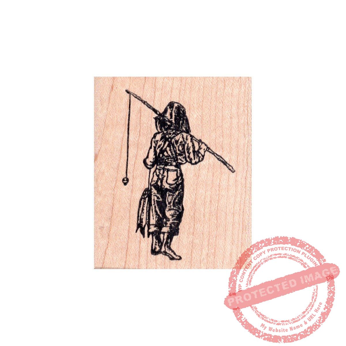 Fisher Girl Wood Mounted Stamp E-1433 by Sutter