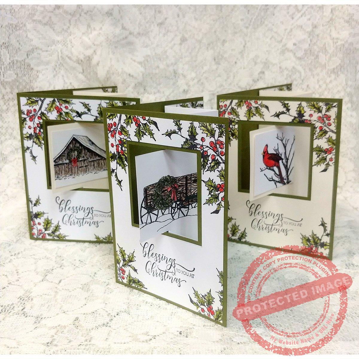 Green and White Lever Card BLANKS with envelopes - Image 2