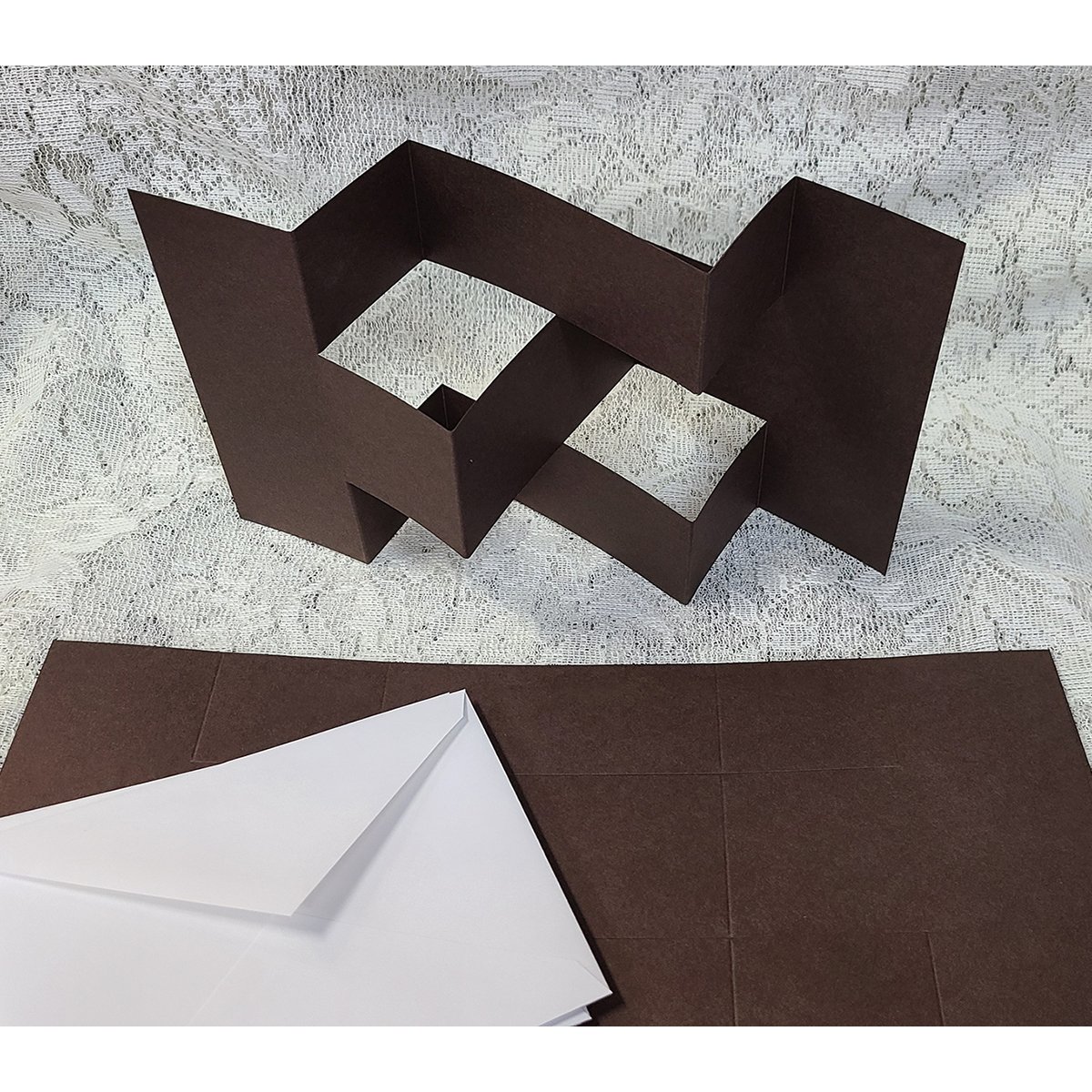 5 CHOCOLATE Tri-Shutter (Funky Fold) Card BLANKS with EPS