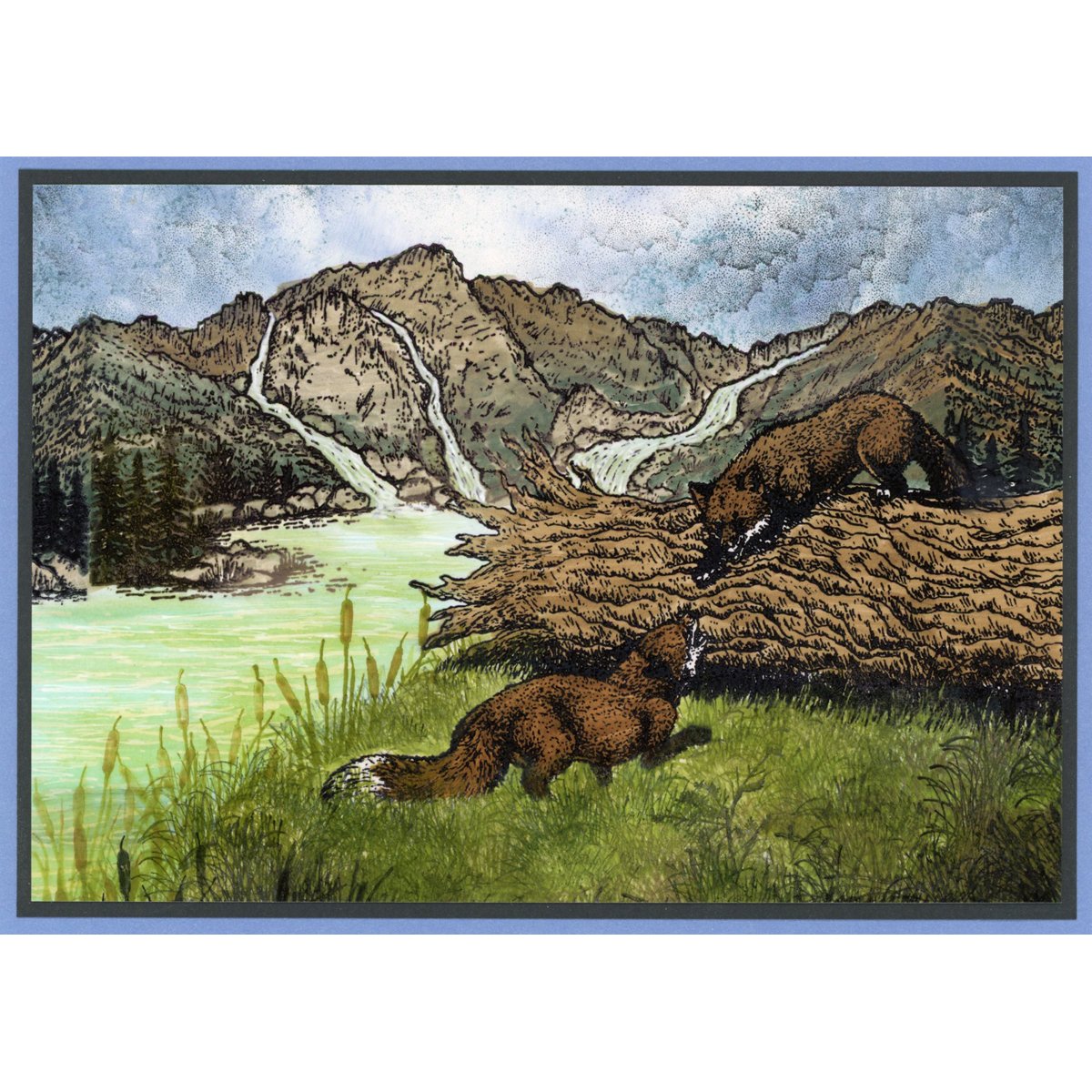 Foxes and Log, P20-425 H - Image 3