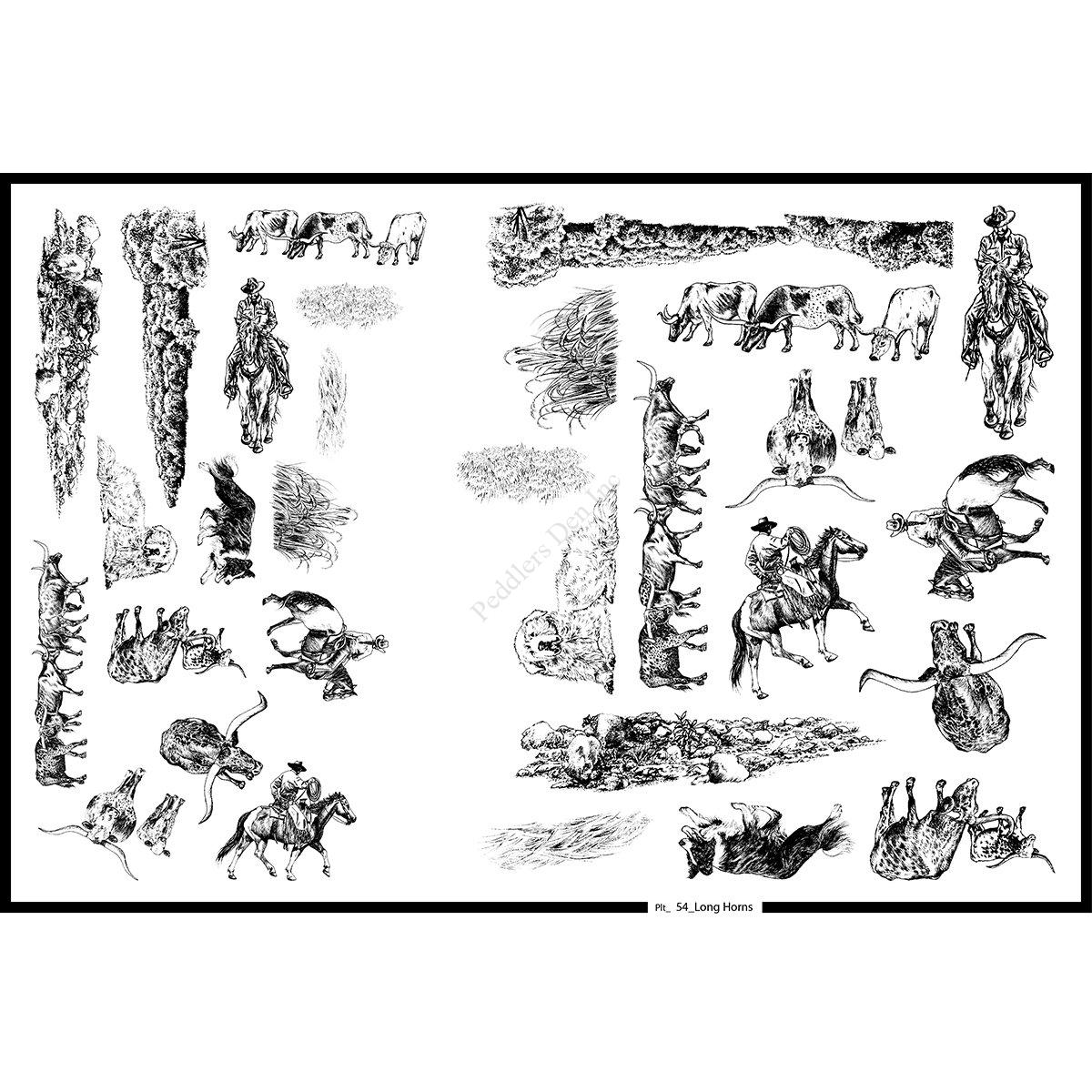 Plate 54, Long Horns (2 sizes)