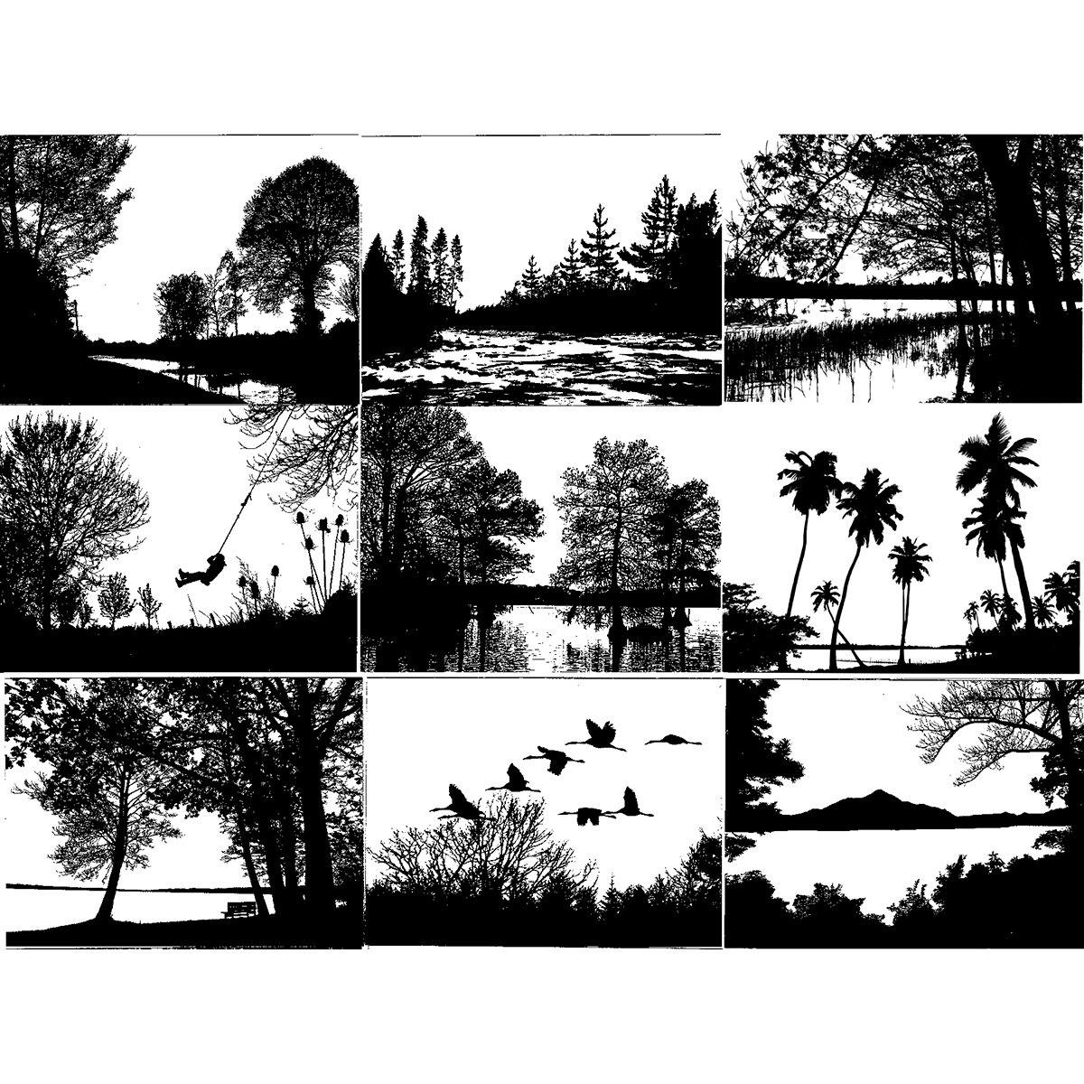 Scenic Silhouette Card Fronts, SEMI GLOSS 100# Cardstock