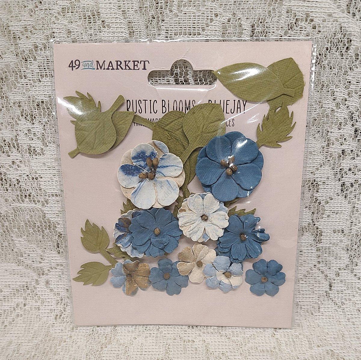 49 and Market, Rustic Blooms, Blue Jay, 28 pcs