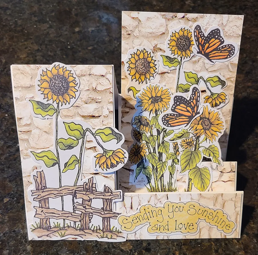 Sunflower and Butterflies Sidestep Cards