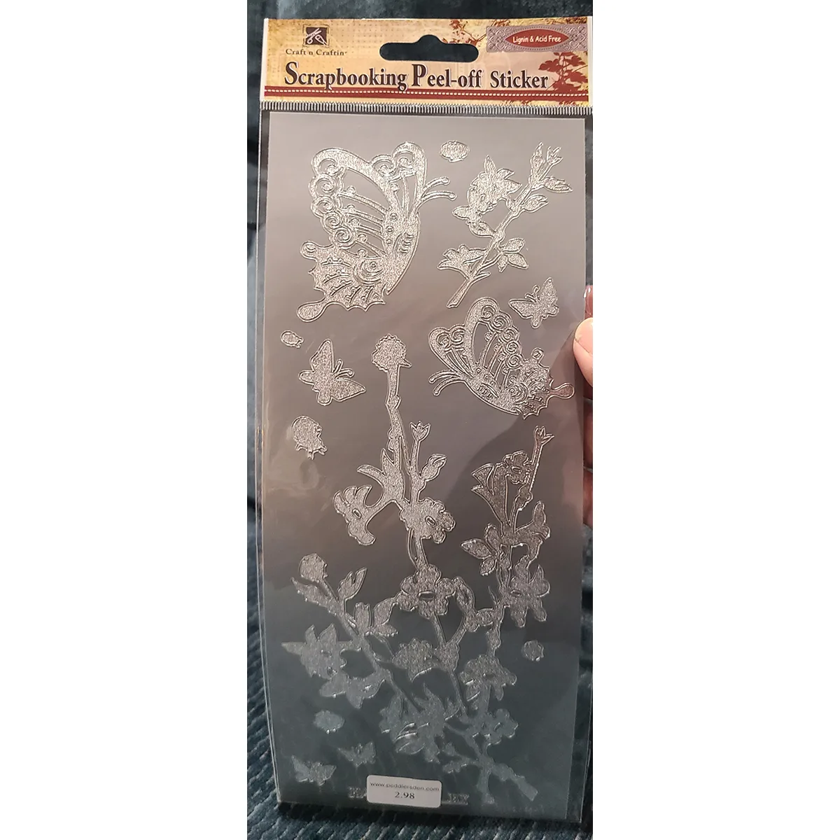 Butterfly and Botanicals, Outline Stickers, Silver Glitter