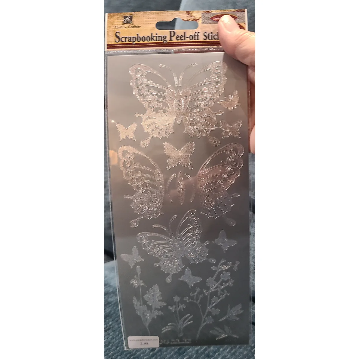 Butterflies, Outline Stickers, Silver Glitter