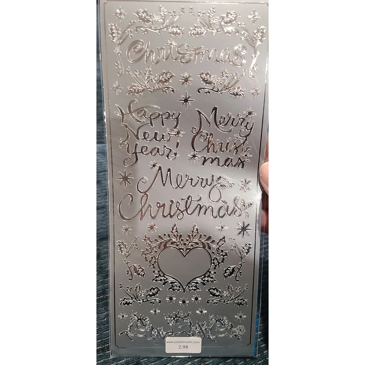 Christmas, New Years Outline Stickers, Silver