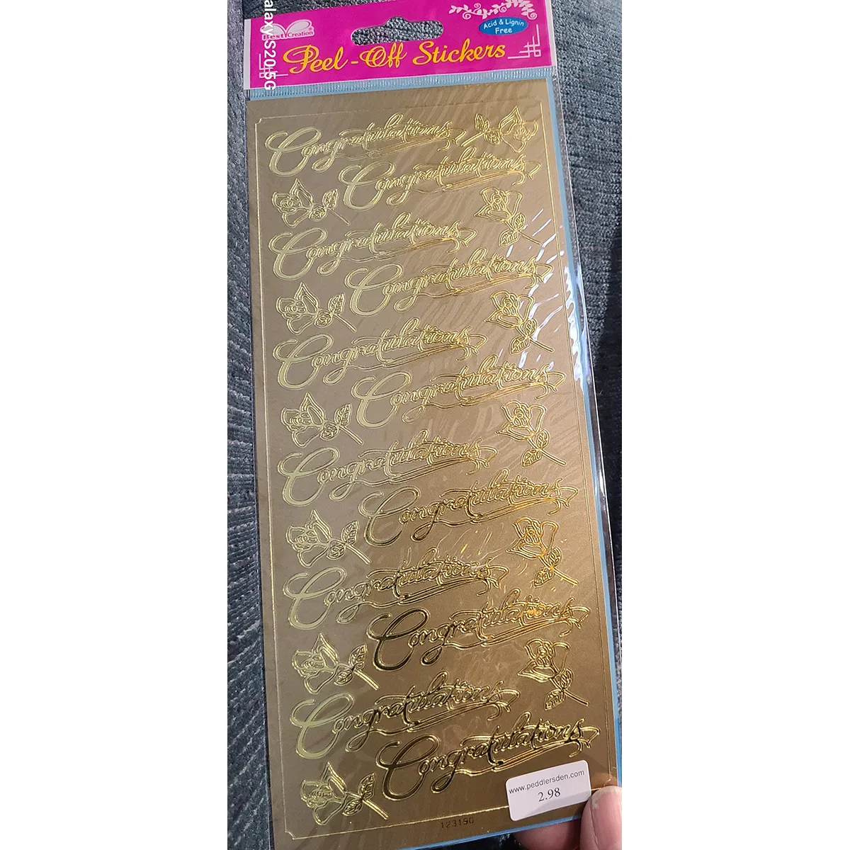 Congratulations Script Outline Stickers, Gold