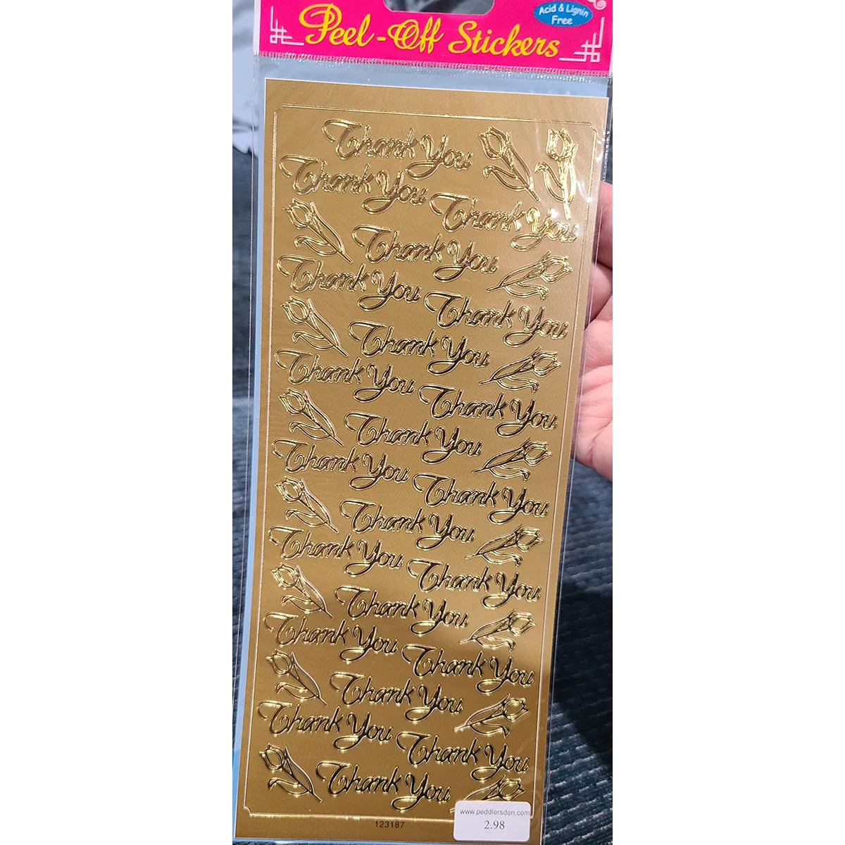 Thank You with Tulip Outline Stickers, Gold